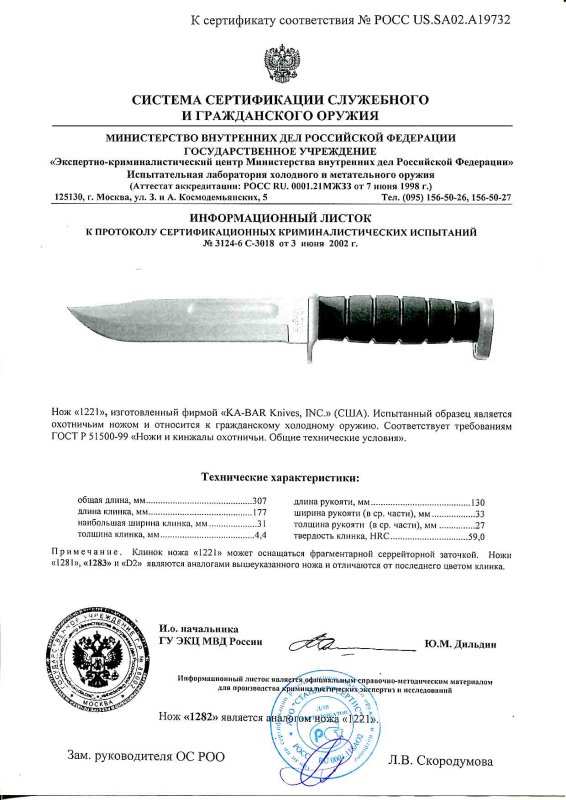 Нож нескладной Ka-Bar «1221»