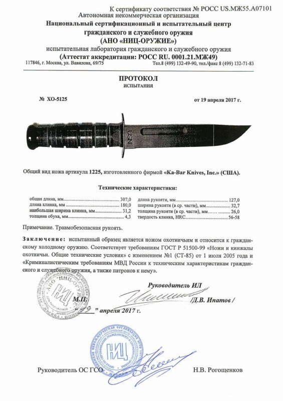 Нож нескладной Ka-Bar «1225»