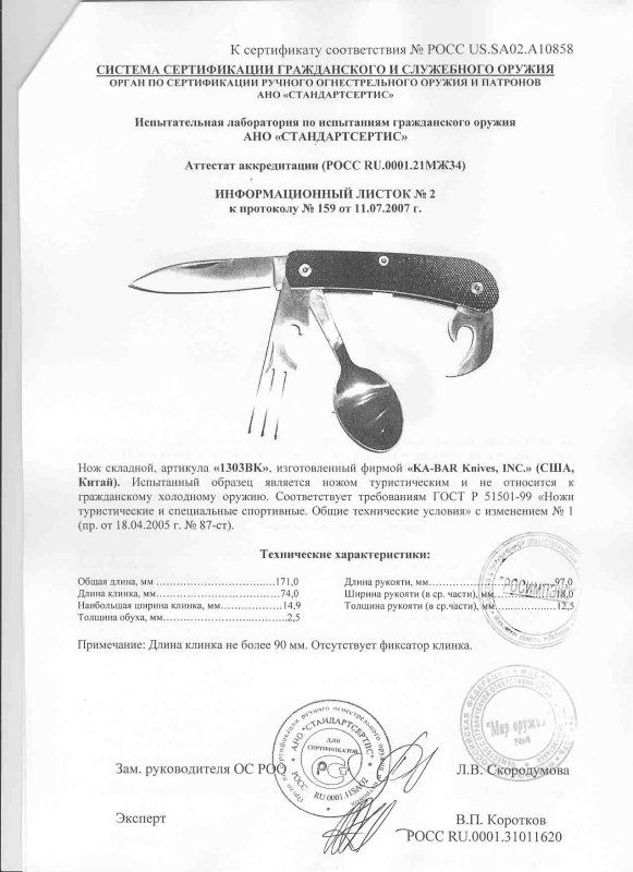 Нож складной Ka-Bar «1303BK»