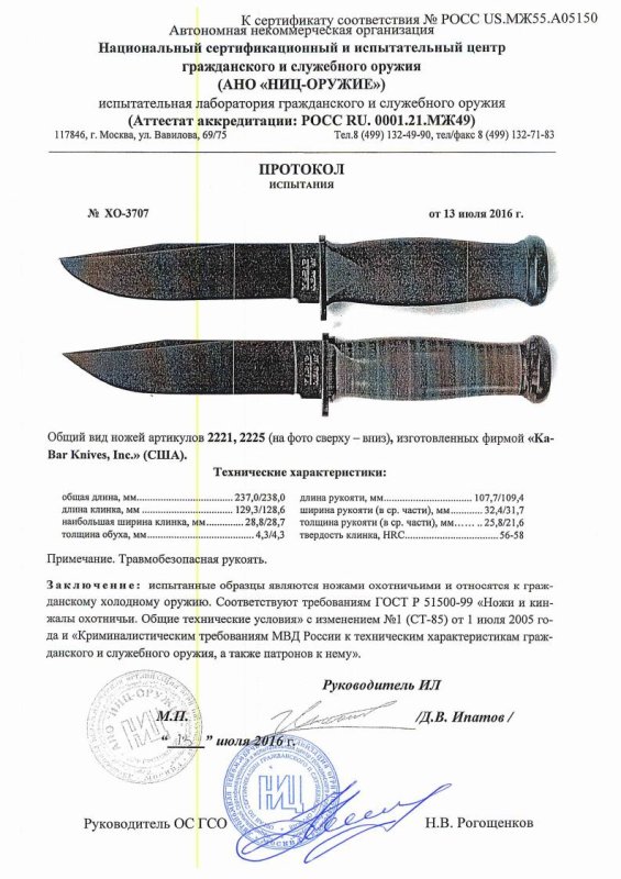 Ножи нескладные Ka-Bar «2221» и «2225»
