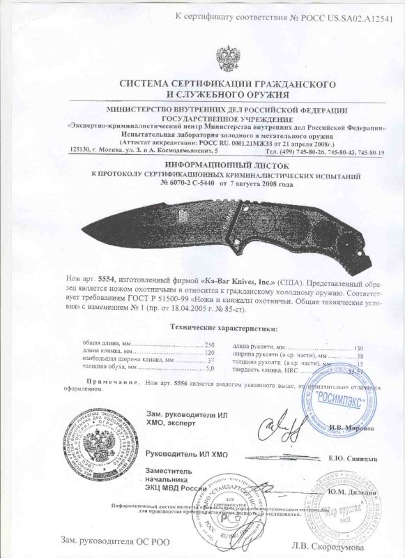 Нож нескладной Ka-Bar «5554»