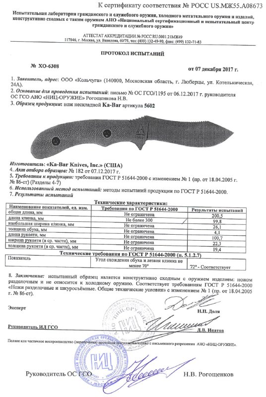 Нож нескладной Ka-Bar «5602»