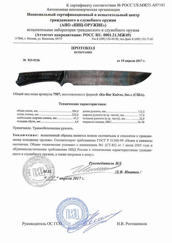 Нож нескладной Ka-Bar «7507»