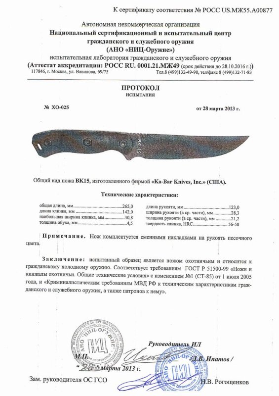 Нож нескладной Ka-Bar «BK15»