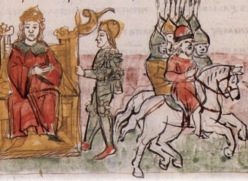 Мстислав Великий на троне Новгорода. Миниатюра XV в.