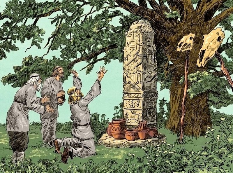Языческое капище восточных славян. Современный рисунок