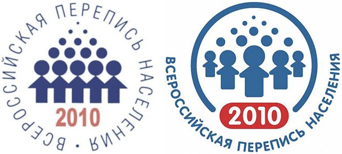 Видоизменённый под ВПН-2010 логотип 2002 года (слева) и официальная эмблема ВПН-2010 (справа)