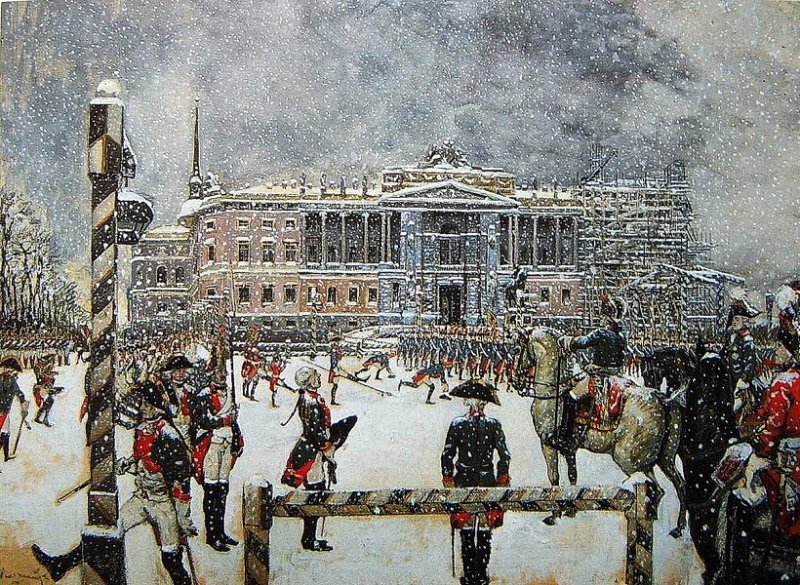 Павел I принимает вахтпарад. Картина 1907 г.