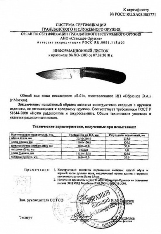 Нож нескладной «S-01»