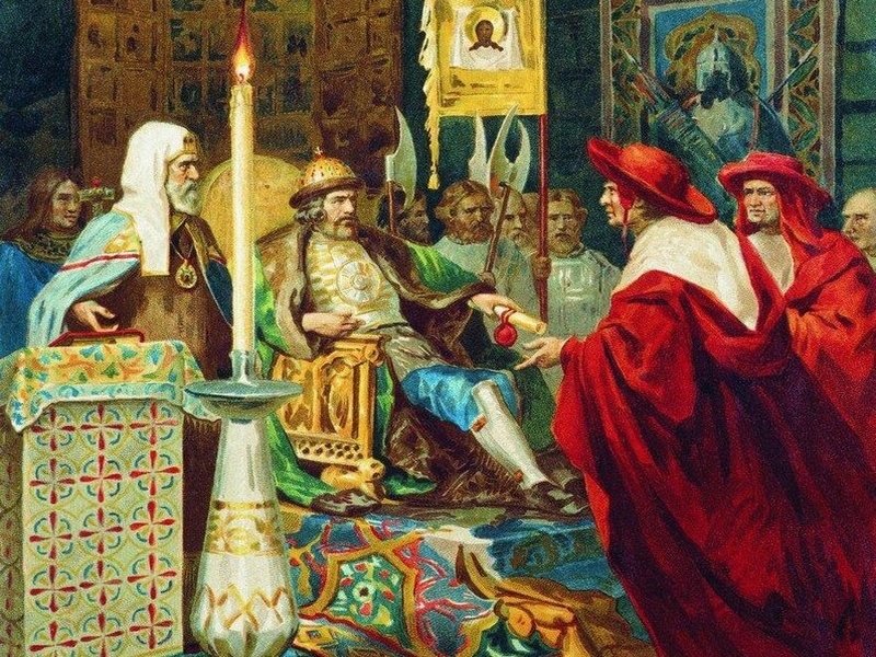 Александр Невский и папские легаты. Картина 1876 г.
