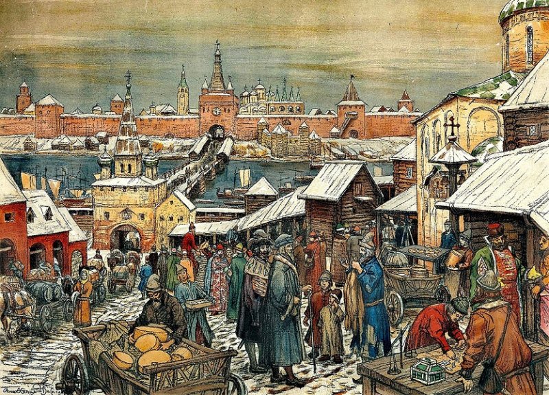 Новгородский торг. Картина 1908 г.