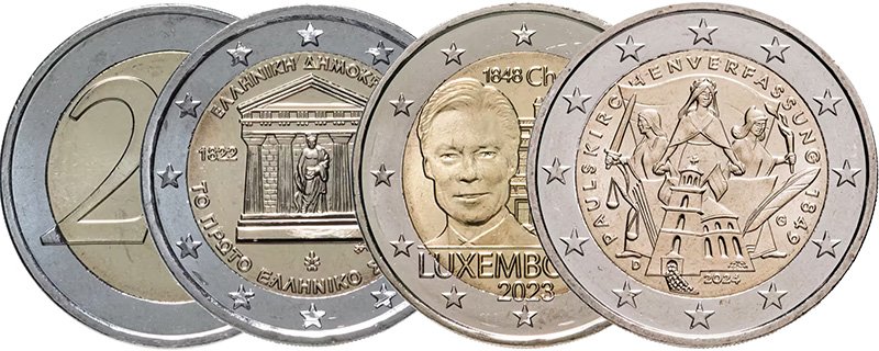 Примеры памятно-оборотных монет 2 евро