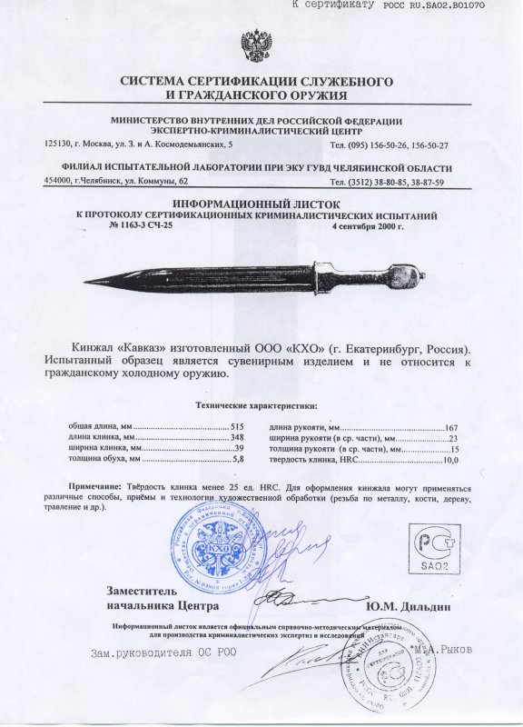 Кинжал КХО «Кавказ»