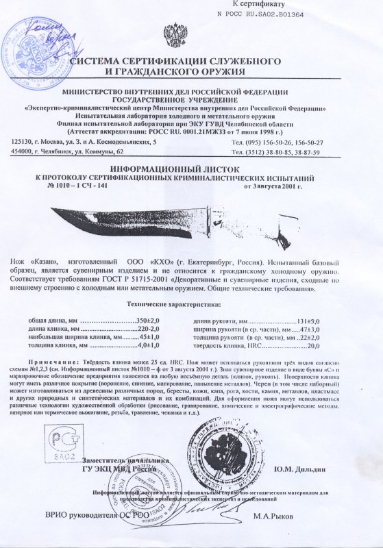 Нож КХО «Казан»