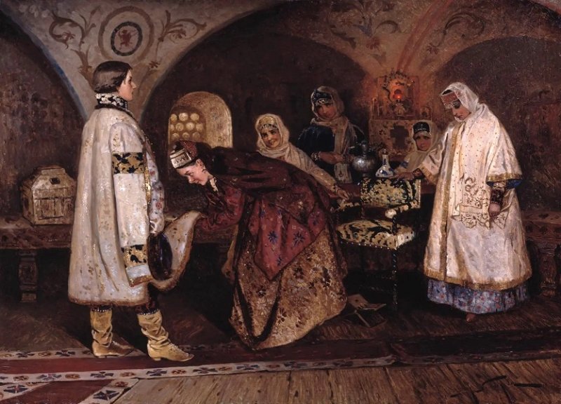 Первая встреча царя Алексея с невестой. Картина 1887 г.
