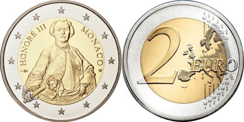 2 евро 2020 года Монако