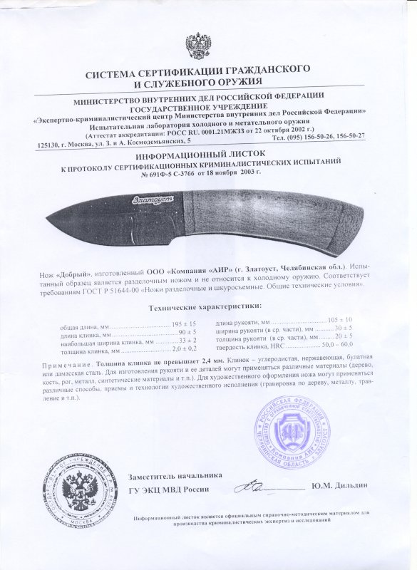 Нож нескладной АиР «Добрый»