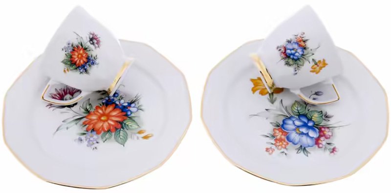 Набор тет-а-тет из двух чайных трио с цветочным декором (Heinrich Winterling)