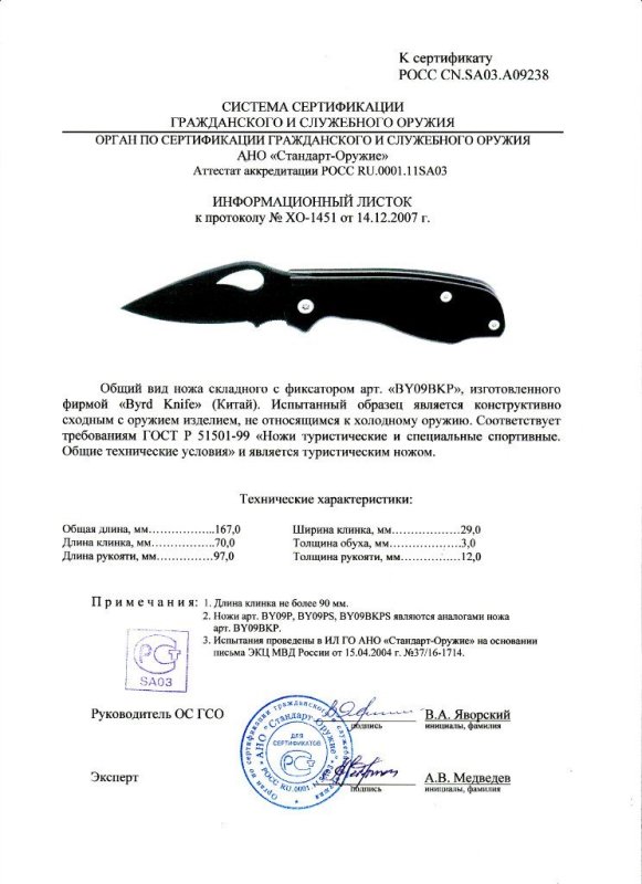 Нож складной с фиксатором BYRD «BY09BKP»