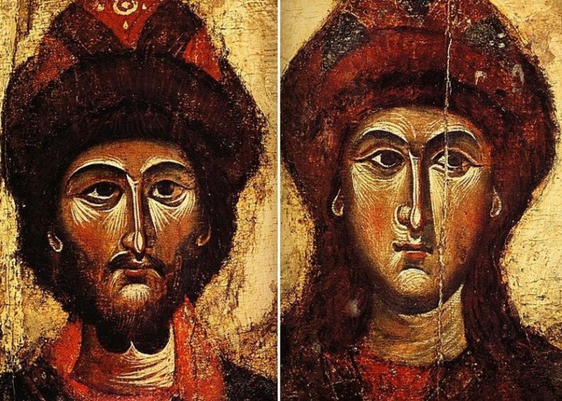 Борис и Глеб. Фрагменты икон XIII в.