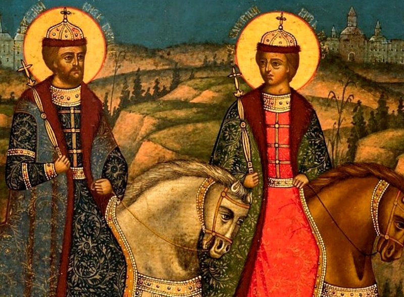 Фрагмент иконы Бориса и Глеба 1700-х гг.