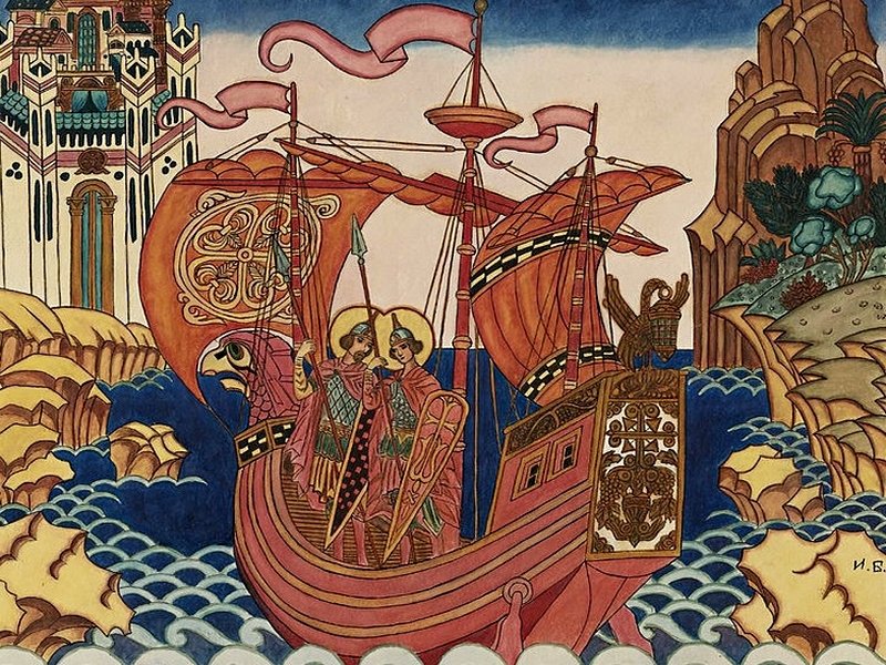 Св. Борис и Глеб на корабле. Современный рисунок