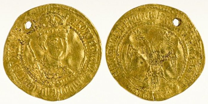 Золотая монета с портретом Бориса Годунова