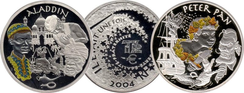 Аладдин и Питер Пэн на французских монетах