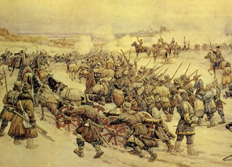 Бой казаков И. Болотникова, картина 1939 г.