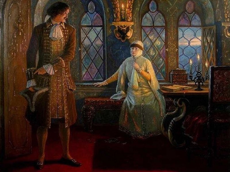 Петр I и царица Евдокия. Современная картина