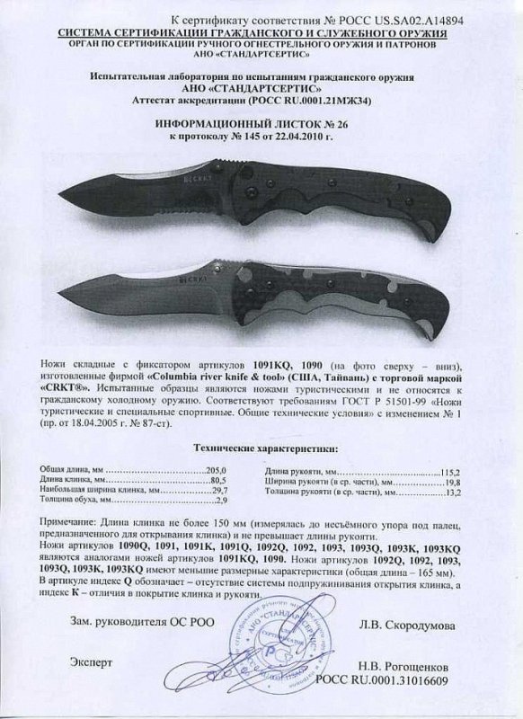 Ножи складные с фиксатором CRKT 1091KQ и 1090 (1090Q, 1091, 1091K, 1091Q, 1092Q, 1092, 1093, 1093Q, 1093K, 1093KQ)