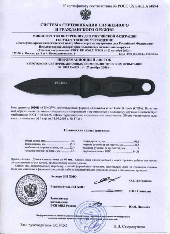 Нож нескладной CRKT 2020R Sting