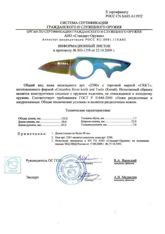 Нож нескладной CRKT 2390 (2391)