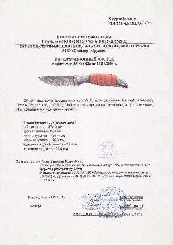 Нож нескладной CRKT 2750 (2760, 2770)