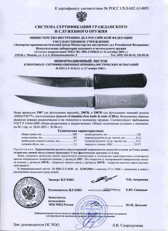 Ножи нескладные CRKT 2907, 2907K и 2907D