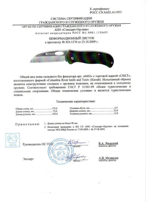 Нож складной без фиксатора CRKT 6442