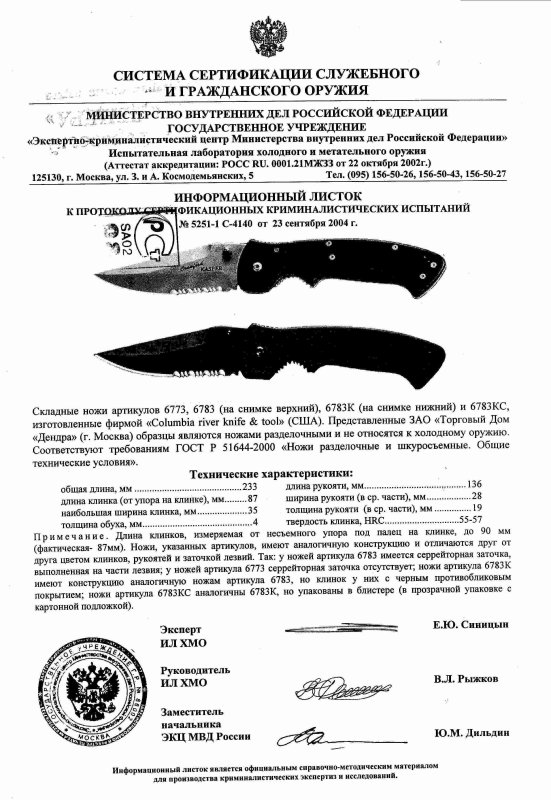 Ножи складные с фиксатором CRKT 6773, 6783, 6783KC и 6783K