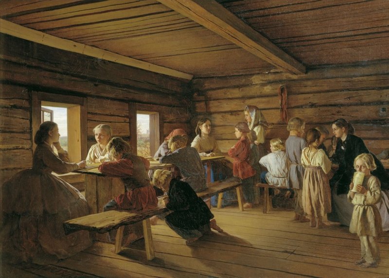 Сельская школа. Картина 1865 г.