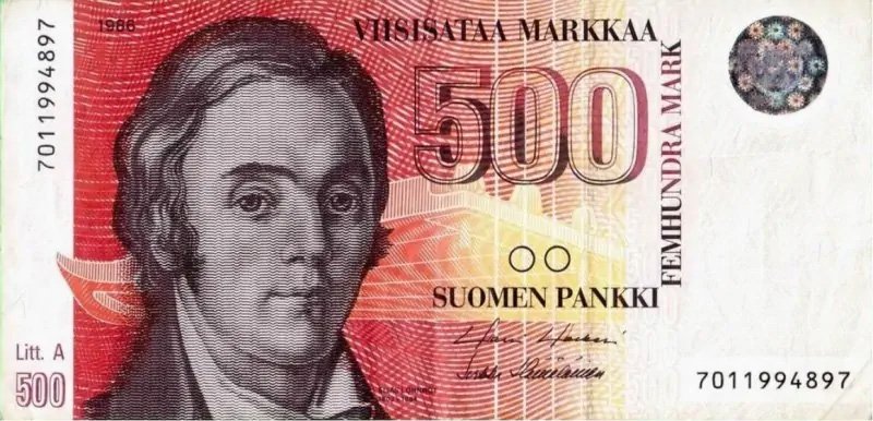 500 марок Финляндии с портретом Элиаса Лёнрота