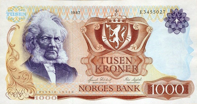 1000 крон Норвегии образца 1975 года (1987 г.)