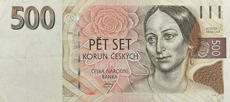 Божена Немцова на 500 кронах Чехии