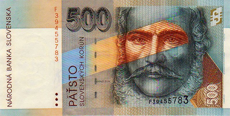 Людовит Штур на 500 кронах Словакии