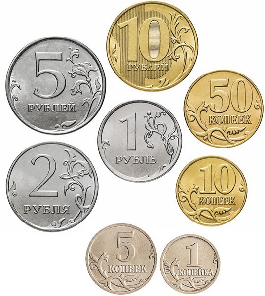 Действующие монеты России