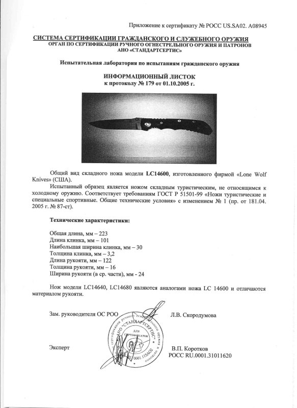 Нож складной Lone Wolf «LC 14600» («LC 14640», «LC 14680»)