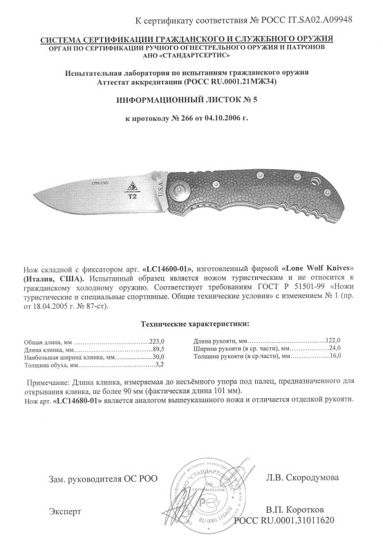 Нож складной с фиксатором Lone Wolf «LC 14600-01» («LC 14680-01»)