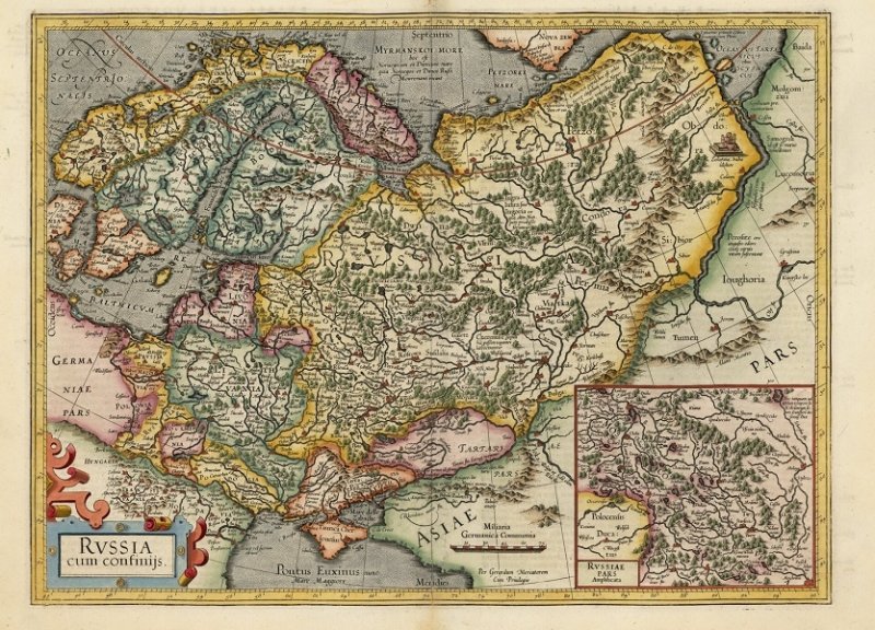 Россия на карте атласа Меркатора 1595 г.