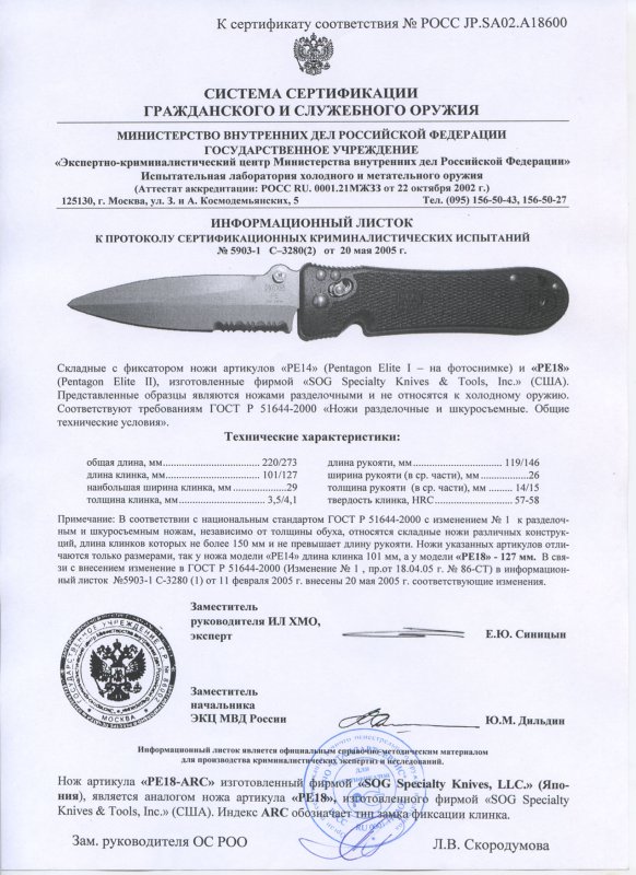 SOG PE14 (Pentagon Elite I), PE18 (Pentagon Elite II)