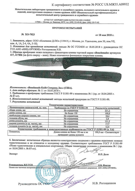 Benchmade 417, 417BK