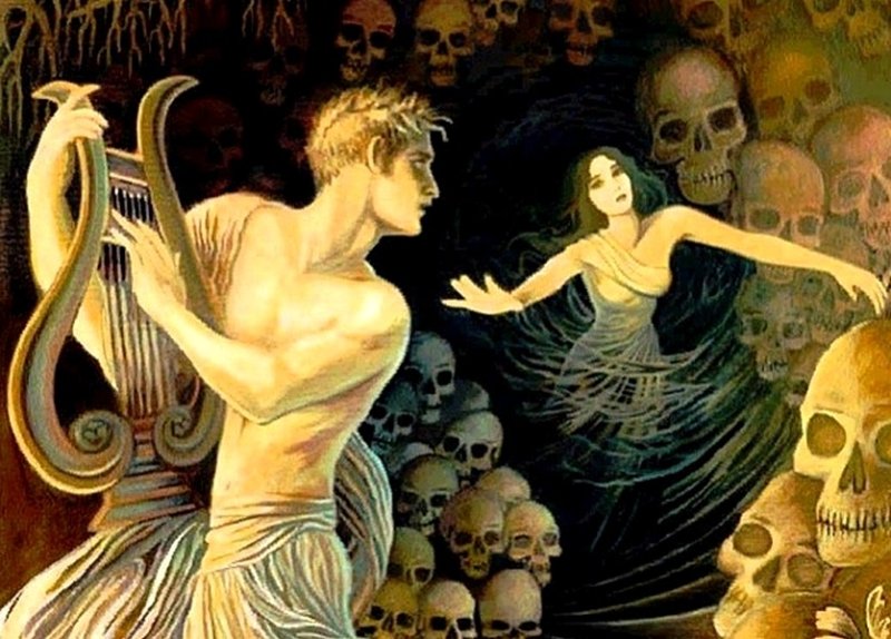 Орфей оборачивается к Эвридике. Современный рисунок