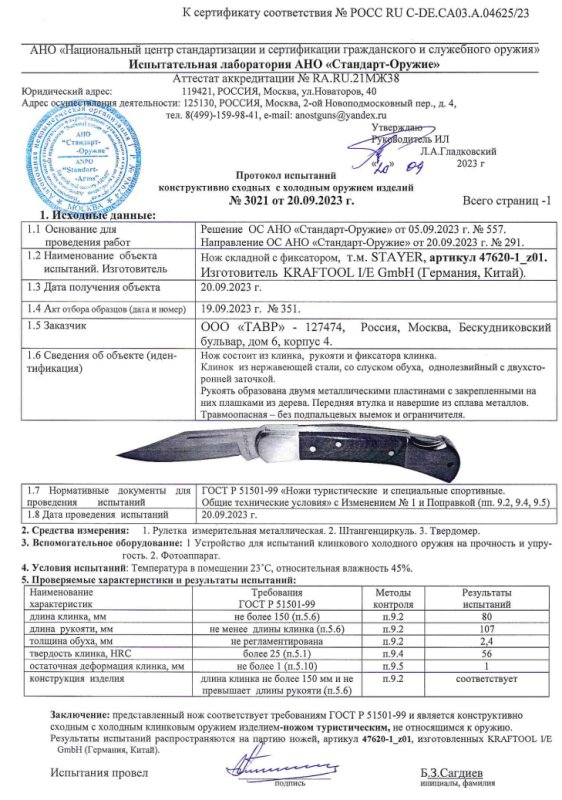 Нож складной с фиксатором KRAFTOOL STAYER 47620-1